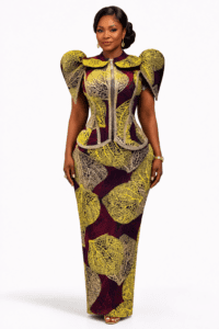 Simple Ankara Skirt & Blouse with Beaded Trims