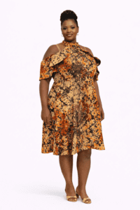 Ankara Alta Neck Panel Short Gown