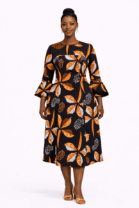 Long Sleeve Ankara Panel Corporate Gown