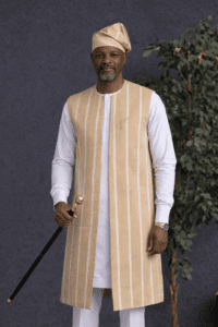 Aso Oke Jacket and matching Cap