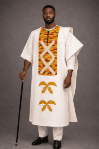 Complete Classic Agbada with Kente Styled Embroidery